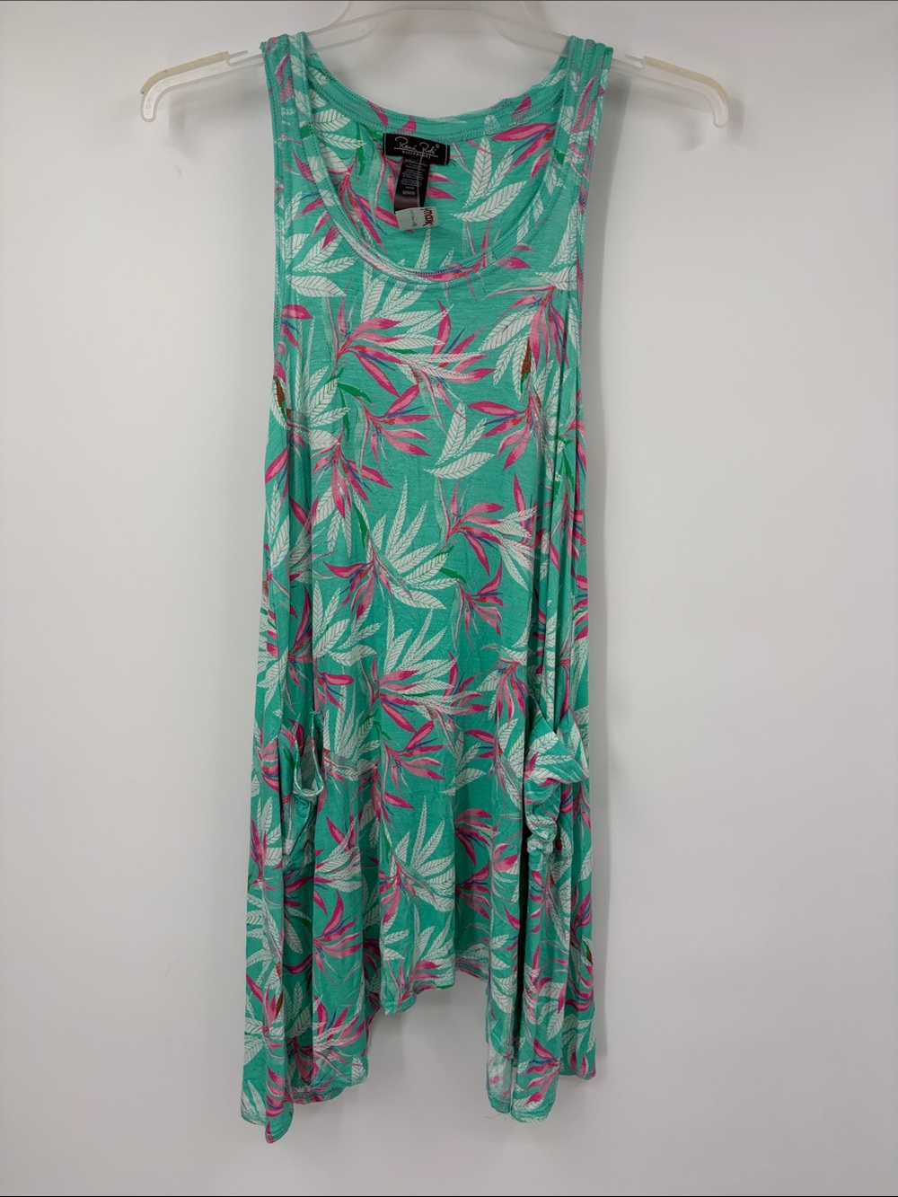 Rene Rofe Sleepwear Teal Tropical Sleep Dress Mumu Size Medium